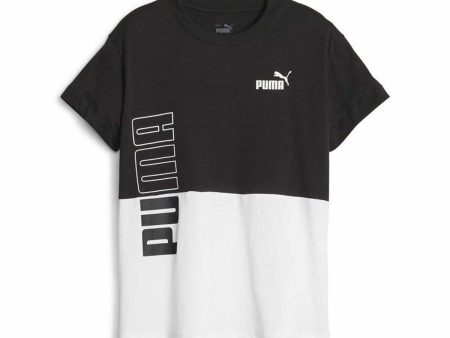 T shirt à manches courtes Enfant Puma Power Colorblock Blanc Noir Online