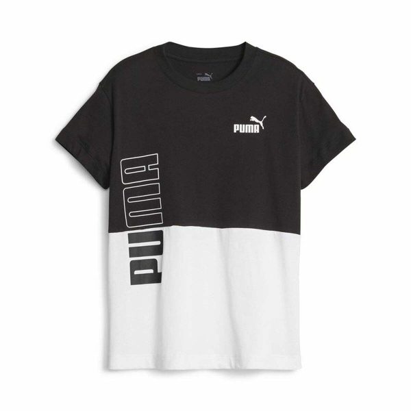 T shirt à manches courtes Enfant Puma Power Colorblock Blanc Noir Online