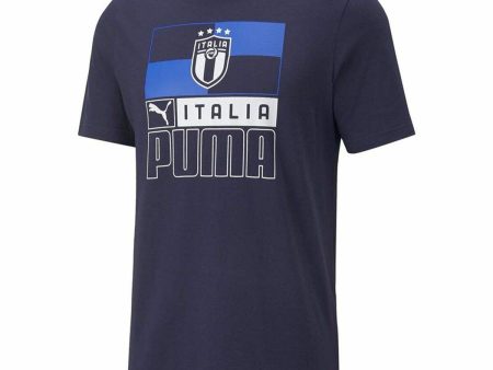 T-shirt à manches courtes unisex Puma Italia FIGC Bleu foncé Sale