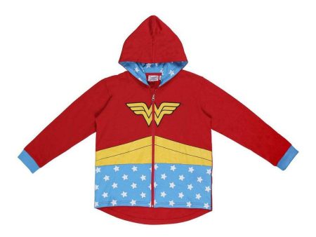 Sweat à capuche enfant Wonder Woman Rouge Discount