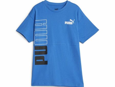 T shirt à manches courtes Enfant Puma Power Colorblock Bleu For Sale