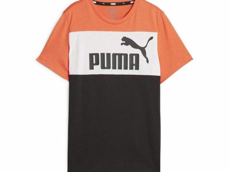 T shirt à manches courtes Enfant Puma Ess Block Noir Orange For Sale