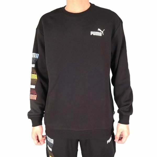 Sweat sans capuche homme Puma Repeat Graphic  Noir on Sale