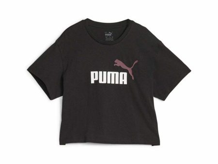 T shirt à manches courtes Enfant Puma Girls Logo Cropped Noir Sale