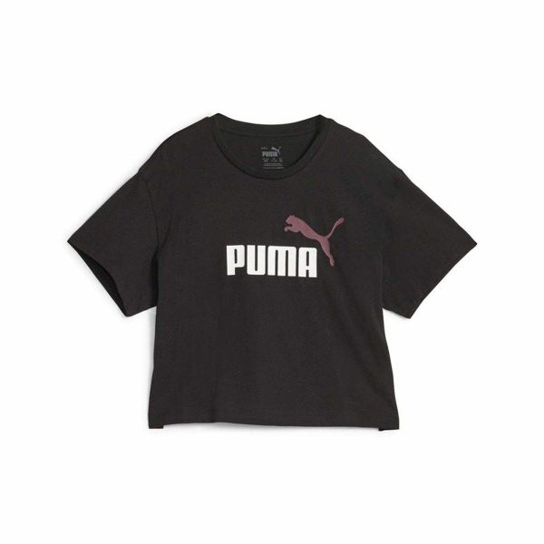 T shirt à manches courtes Enfant Puma Girls Logo Cropped Noir Sale