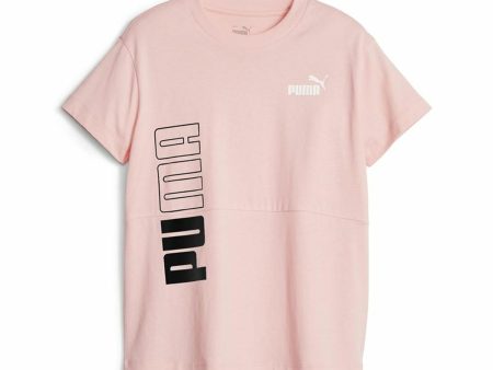 T shirt à manches courtes Enfant Puma Power Colorblock Saumon Supply