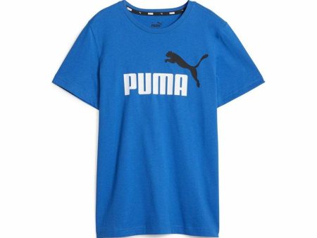 T shirt à manches courtes Enfant Puma Ess+ 2 Col Logo Bleu Discount