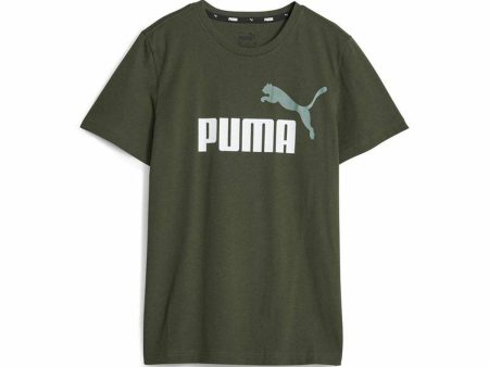 T shirt à manches courtes Enfant Puma Ess+ 2 Col Logo Vert foncé Hot on Sale