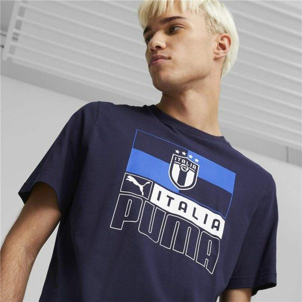 T-shirt à manches courtes unisex Puma Italia FIGC Bleu foncé Sale